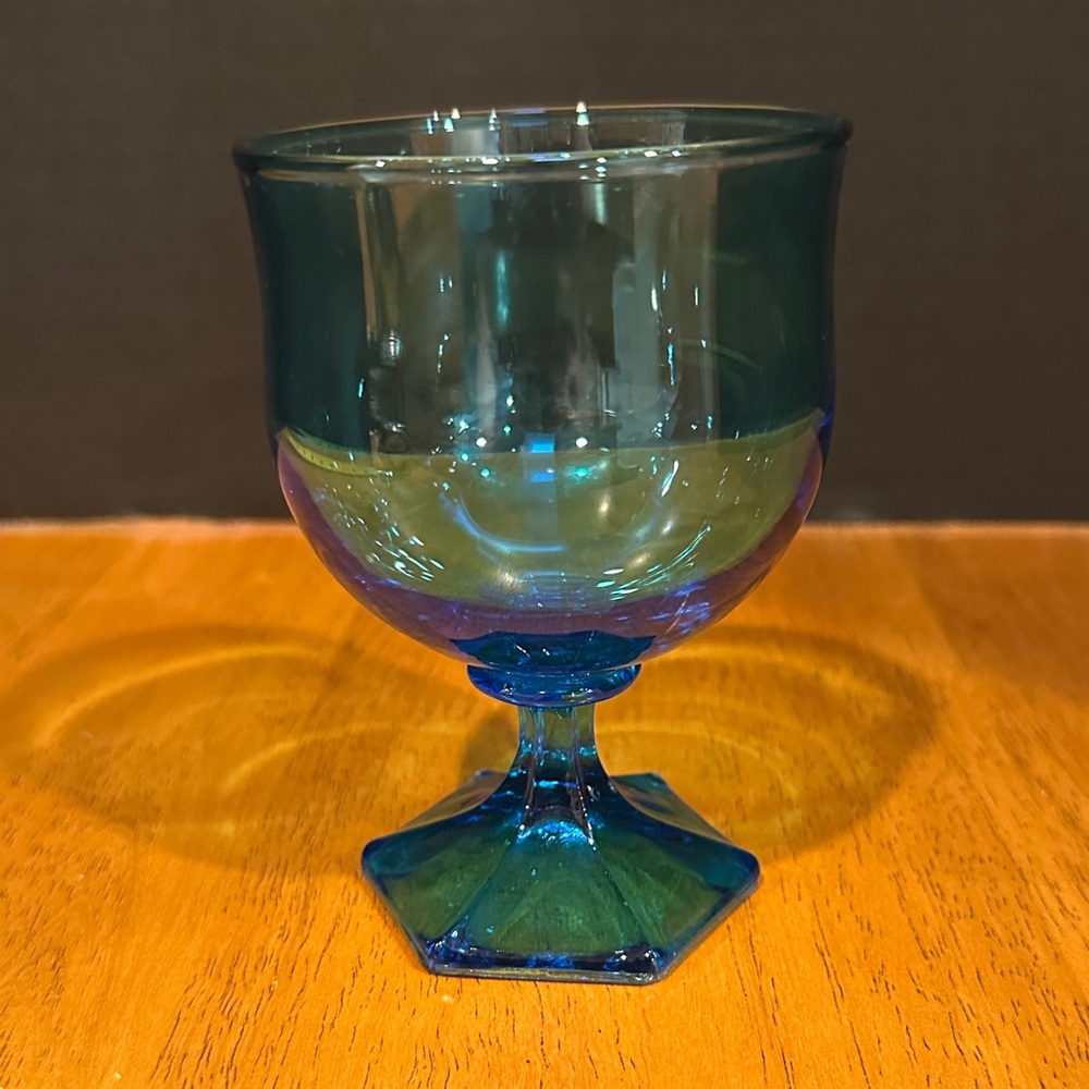 Anchor Hocking Turquoise Blue Glass Brandy Snifter.